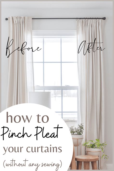 Pinch Pleat Curtains Diy, Window Treatments Living Room, Ikea Curtains, No Sew Curtains, Plain Curtains, Pinch Pleat Curtains, Pleated Curtains, Modern Curtains, Home Curtains