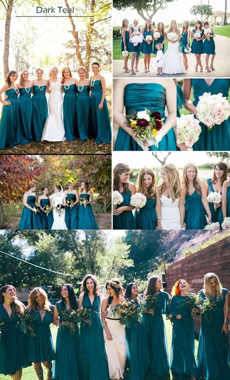 Fall Teal Bridesmaid Dresses, Dark Teal Wedding Bridesmaid Dress, Dark Teal Bridesmaid Dresses Long, Bridesmaid Dresses Teal Blue, Teal Wedding Nails For Bridesmaid, Teal Braidsmaid Dresses, Dark Teal Bridal Shower Ideas, Dark Teal And Burnt Orange Bridesmaid Dresses, Teal Blue Wedding Dress