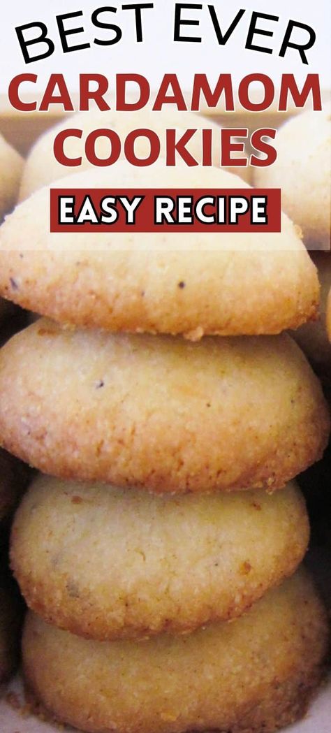 These easy cardamom shortbread cookies are perfect for Christmas or any time of year. The shortbread cookies are flavored with exotic cardamom. If you're a fan of cardamom, you're going to love this cardamom sugar cookie recipe! Cardamom Cupcakes, Cardamom Date Cookies, Swedish Cardamom Cake, Gluten Free Cardamom Cookies, Recipes With Cardamom Spices, Madelyn Cookies, Cardamom Shortbread Cookie Recipe, Cardamom Shortbread Cookies Orange Glaze, Cardamom Biscuits