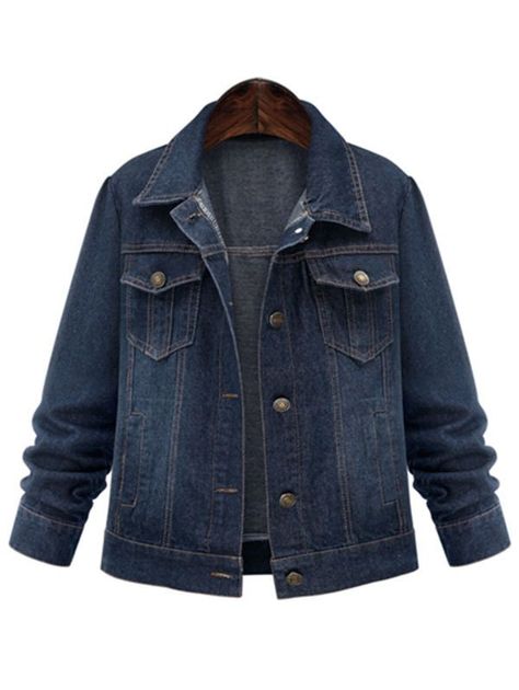 Plus Size Pocket Button Up Jean Jacket , #AFF, #Pocket, #Size, #Button, #Jacket, #Jean #affiliate Denim Jacket Long, Women Denim Jacket, Summer Coats, Long Sleeve Denim Jacket, Jean Jacket Women, Short Denim, Mode Casual, Jeans Jacket, Loose Jeans