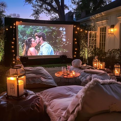 The best guide to an outdoor movie night. A collection of fun outdoor movie night ideas. I have gathered ideas for your next outdoor movie night. Outdoor move themes that you can have in your backyard. Movie Garden Party, Backyard Projector Movie Night, Outdoor Backyard Movie Night, Movie Backyard Ideas, Backyard Birthday Movie Night, Inflatable Movie Screen Backyards, Backyard Movie Seating Ideas, Home Outdoor Movie Night, Outdoor Movie Backyard