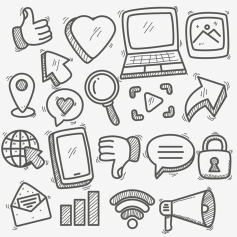 internet,doodle,wifi,social media,elements,hand drawn,sketch,mobile,set,doodles,web,network,icon,drawing,sign,symbol,illustration,chat,message,social,art,hand,computer,media,drawn,laptop,marketing,email,graphic,vector,design,phone,creative,like,icons,bubble speech,advertising,dislike,website,forum,technology,browser,line,arrow,online,search,button Website Drawing Web Design, Computer Related Doodles, Social Message Drawings, Computer Doodle Art, Technology Doodle Art, Message Design Ideas, Phone Sketch Drawing, Phone Art Drawing, How To Draw A Phone