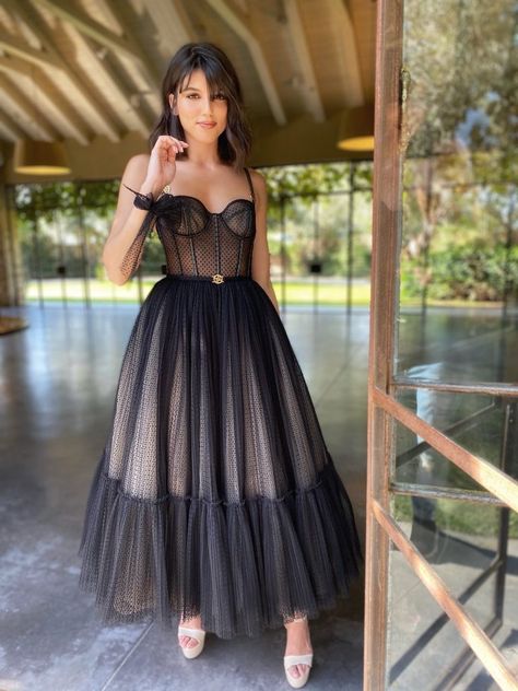 Berta Evening Dress, Formal Dress Corset, Berta Evening, Corset Evening Dress, Vintage Formal Dress, Pleats Fashion, Cocktail Dress Evening, Tea Length Prom Dress, Black Tulle Dress