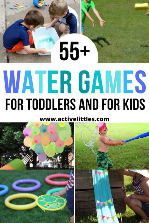 55+ Best Backyard Water Games for Toddlers and For Kids - Active Littles Preschool Water Games, Easy Water Games For Kids, Water Relay Games For Kids, Water Games For Kids Outdoor, Water Games For Preschoolers, Water Games For Toddlers, Water Day Activities For Kids, Water Olympics, Outdoor Play For Kids