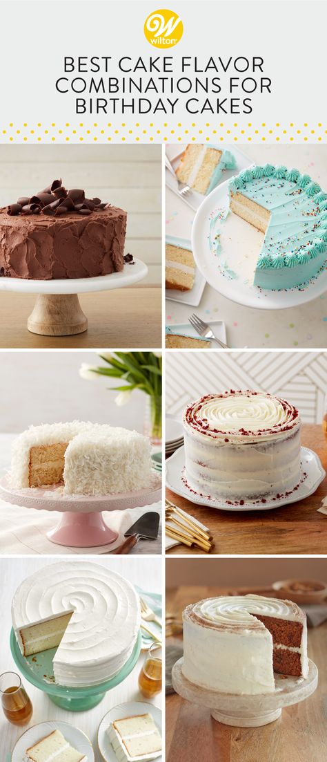 From classic combinations, like red velvet cake and cream cheese frosting, to new and unique flavor pairings, like carrot cake with marshmallow buttercream, this collection of cake flavors and frosting combinations will have you looking at your favorite cake recipes in a whole new way! Cake And Buttercream Combinations, Cake Frosting Combinations, Cake Combo Flavors, Vanilla Cake Combinations, Cake Frosting Flavors, Red Velvet Cake Flavor Combinations, Popular Cake Flavors And Fillings, Best Cake And Frosting Combos, Cake For Non Cake Lovers