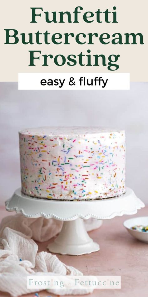 This homemade funfetti frosting recipe is so easy to make that it just takes 5 minutes! With a vanilla buttercream base, this icing turns into a colorful fun frosting with the addition of rainbow jimmy sprinkles. This sprinkle frosting is perfect over funfetti cake or cupcakes! Diy Cake Icing Easy, Funfetti Buttercream Frosting, Funfetti Frosting Recipe, Smash Cake Frosting Recipe, Homemade Icing For Cake, Birthday Cake Frosting Recipe, Birthday Cake Icing Recipe, Sprinkle Frosting, Funfetti Icing