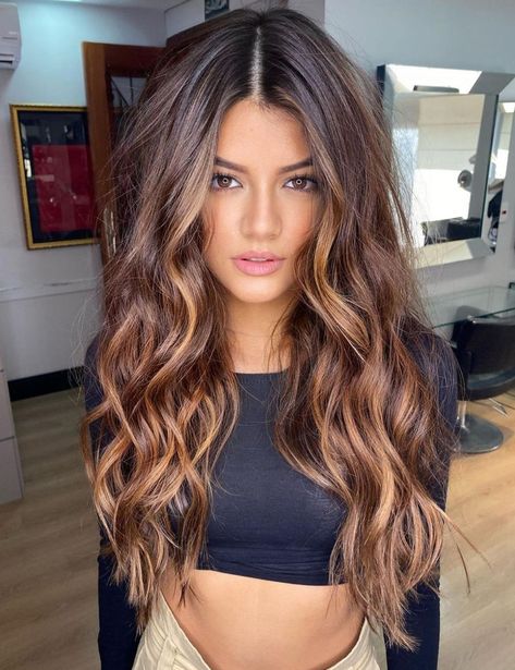 Caramel Copper Balayage Dark Brown, Best Balayage For Dark Brown Hair Summer, Strawberry Brown Highlights Brown Hair, Dramatic Balayage Dark Brown, Summer Hair Highlights For Brunettes Sun Kissed, 2023 Brunette Balayage, Chocolate And Copper Balayage, Chocolate Kisses Hair, Light Reddish Brown Balayage