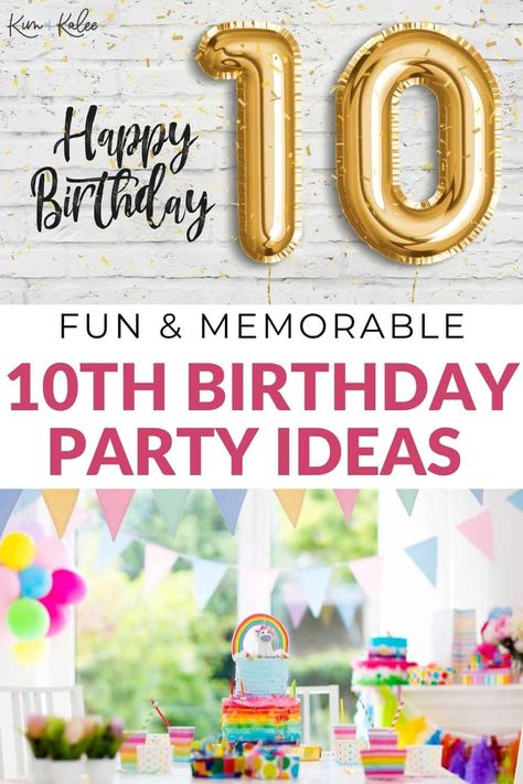 Whether you want to throw a big party or a small get together for your child, these 41 fun and memorable 10th birthday ideas will create memories that last a lifetime! Ideas For 10th Birthday Party Girl, 10th Birthday Party Themes For Girl, 10th Birthday Decoration Ideas, Girls 10th Birthday Party Themes, 10th Birthday Party Ideas Girl, Double Digits Birthday Ideas, Tenth Birthday Party Ideas, Double Digit Birthday Ideas, 10th Birthday Party