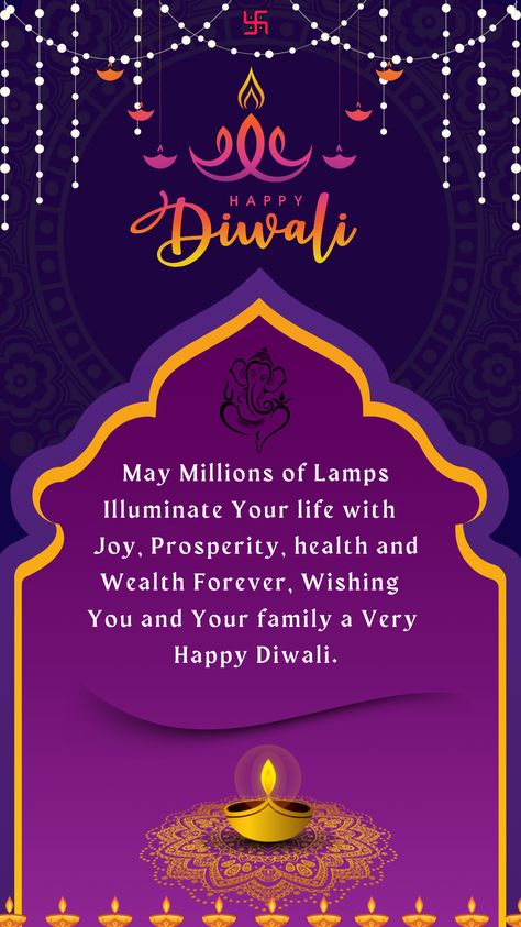 May millions of lamps illuminate your life with joy, prosperity, health and wealth forever. Wishing you and your family a very Happy Diwali. #dilkidiwali #printrist #greetings #posters #design #designs #greetingcard #trending Happy Diwali In English, Happy Diwali To Family, Subh Dipawali Poster, Deepavali Poster In Kannada, Happy Diwali To You And Your Family, Deepavali Poster Design, Happy Diwali Family, Happy Deepavali Design, Happy Diwali Images Wishes