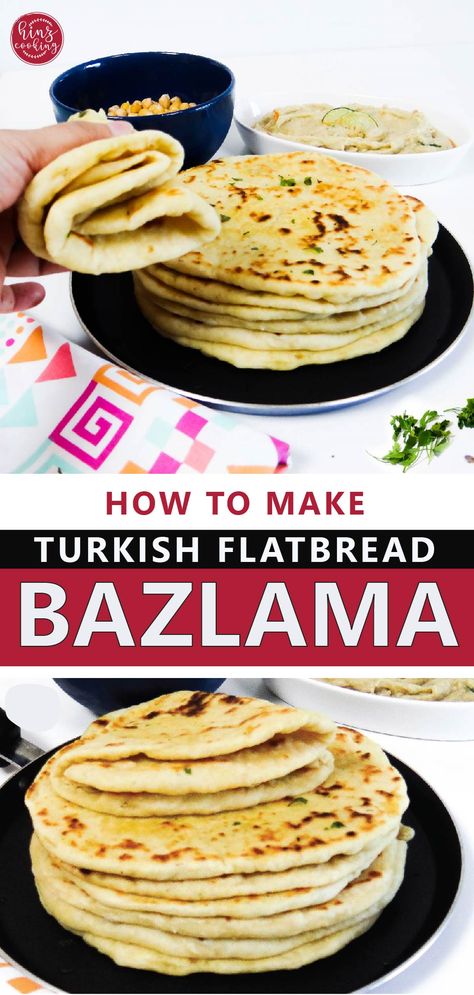 Bazlama Recipe (Greek Yogurt Turkish Flatbread) Flat Bread With Yoghurt, Kebab Bread Recipe, Turkish Flat Bread Recipes, Turkish Milk Bread, Lebanese Flat Bread Recipe, Turkish Bread Flatbreads, Libum Recipe, Yogurt Flat Bread Recipe, Greek Flat Bread Recipe