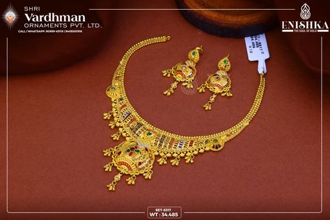 This stunning 22k gold antique set features a necklace with a beautifully crafted centerpiece, adorned with Kundan work and intricate meenakari detailing, evoking the grandeur of traditional Indian jewelry... For more details visit our website - www.enishka.com Kundan Work, Traditional Indian Jewellery, Traditional Indian, 22k Gold, Indian Jewelry, Gold, Beauty, Quick Saves