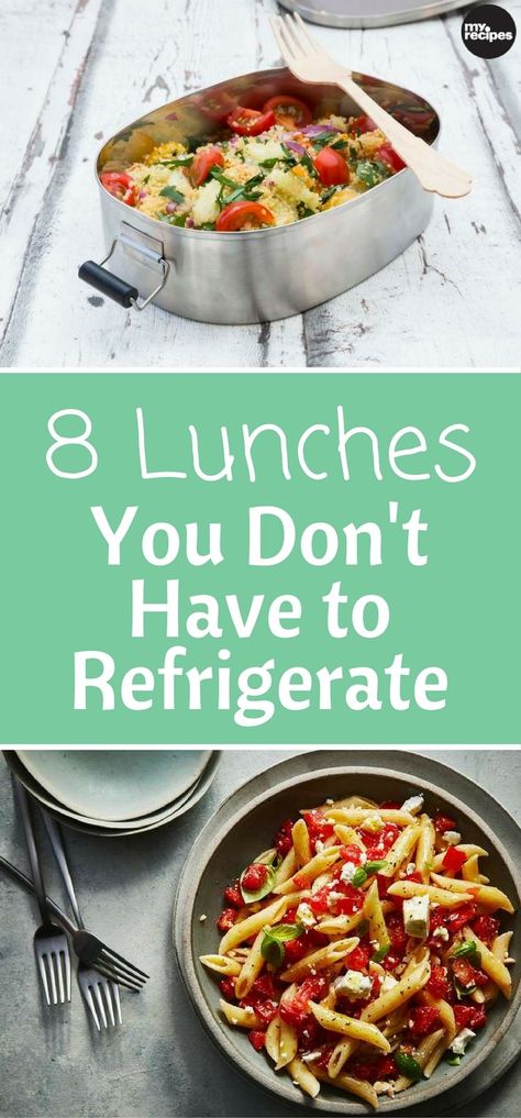 Whether cooking for yourself, your partner, or your kid, some days you just need a lunch that doesn’t require a refrigerator. Sure, apples and peanut butter and PB&J are standbys for a reason, but here are a few ideas for when you want to be a little more creative. | MyRecipes No Fridge Lunch Ideas For Work, Work Lunch No Fridge, Non Refrigerated Meal Prep, Ice Pack Lunch Ideas, Meals That Dont Need Refrigeration, Easy Pre Made Lunches, Pilot Lunch Ideas, Lunches Without Refrigeration, Snacks That Dont Need To Be Refrigerated