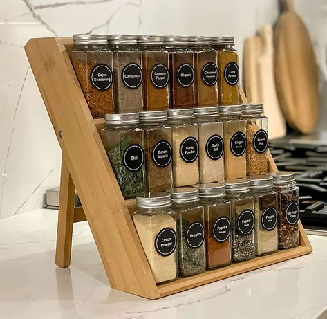 Kitchen Spice Storage, Revolving Spice Rack, Spice Rack Organization, Hanging Spice Rack, Kitchen Organiser, Spice Organization Drawer, Spice Organizers, Wood Spice Rack, Wooden Spice Rack