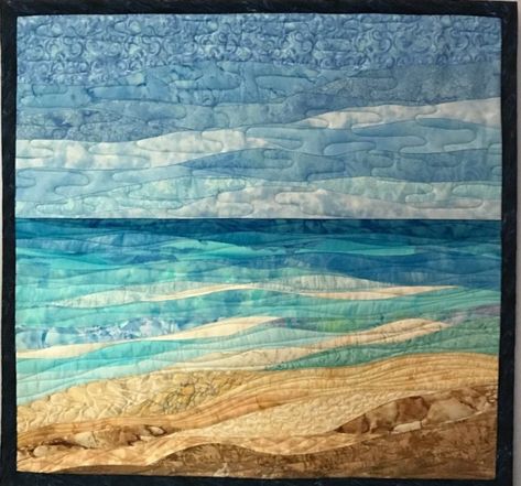 Seascape Applique, Sewing Landscapes, Fabric Seascapes, Textile Seascapes, Beachy Quilts, Artsy Quilts, Beach Quilts, Quilted Crafts, Tiny Quilts