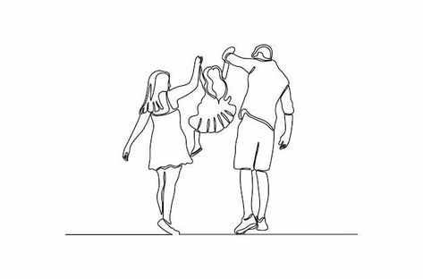 Line Art Design Family, Family Of 3 Drawing, Family Sketch Illustration, Family Outline Drawing, Cute Family Drawing, Family Drawing Sketch, Happy Family Drawing, Family Silhouette Art, One Line Drawing Family