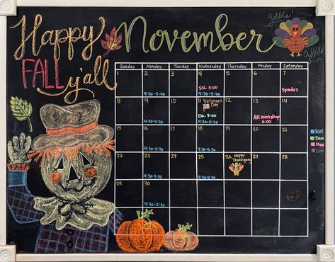 November Calendar White Board, November Dry Erase Board Ideas, November Blackboard Ideas, Halloween White Board Calendar Ideas, November Chalk Calendar Ideas, November Dry Erase Calendar Ideas, November Chalkboard, Fall Calendar Ideas, November White Board Ideas Calendar