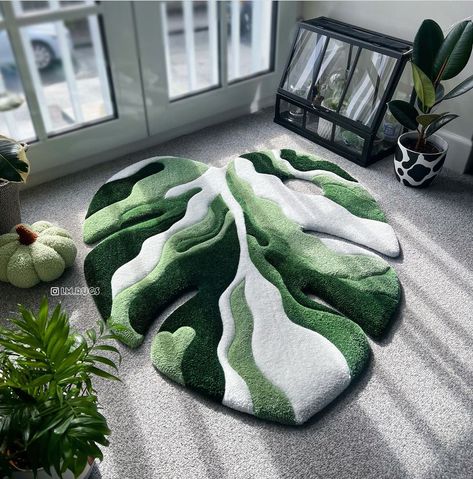 Monstera Rug, Diy Bath Mat, Leaf Rug, Tufting Diy, Diy Moss, Butterfly Rug, Moss Rug, Peach Rug, Monstera Albo