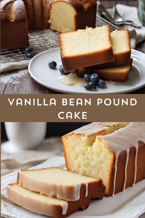 Indulge in the rich, aromatic goodness of Vanilla Bean Pound Cake. 🍰 Elevate your dessert game with this exquisite treat. 🍽️ Experience the perfect balance of buttery, moist, and vanilla-infused delight. Satisfy your sweet cravings today! 😋 #VanillaBeanPoundCake #DessertDelight #SweetTreats Vanilla Bean Bread, Vanilla Bean Bundt Cake, Coffee Pound Cake Recipes, Vanilla Bean Dessert Recipes, Vanilla Baked Goods, Recipes Using Vanilla Beans, Recipes With Vanilla Bean Paste, Recipes With Vanilla Bean, Vanilla Bean Pound Cake