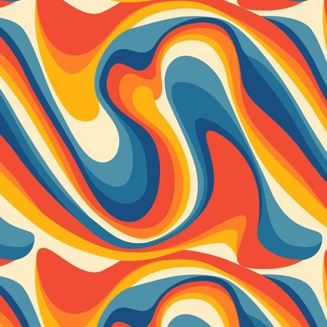 Hand drawn flat groovy psychedelic patte... | Free Vector #Freepik #freevector #pattern #hand-drawn #colorful #flat-design Colorful Designs Pattern, Colorful Patterns Background, Colorful Pattern Art, Groovy Abstract Art, Groovy Patterns Wallpaper, Groovy Design Patterns, Patterns And Designs, Retro Pattern Design, Phycodelic Design