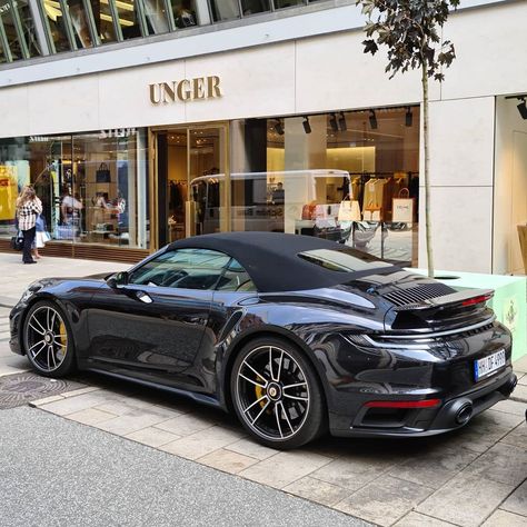 Porsche Cabrio, Porsche Cabriolet, Porsche Convertible, Porsche Turbo S, Porsche Turbo, Black Porsche, Dream Cars Mercedes, Porsche 964, Car Goals