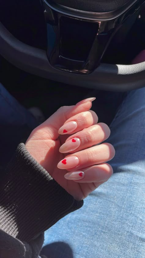 Pink Chrome Nails Heart, Chrome Nails Heart Designs, Pink Heart Chrome Nails, White Chrome Nails With Hearts, Chrome Vday Nails, Pink Chrome Nails With Hearts, Valentines Day Nails Crome, Dainty Heart Nails, Emails I Cant Send Nails