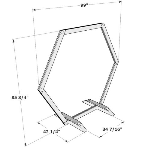 Portable Hexagon Wedding Arbor, Build Your Own Wedding Arch, Octagon Arbor Wedding, Diy Hexagon Arch, Wood Hexagon Backdrop, White Hexagon Wedding Arch, How To Build An Arch For Wedding, How To Build Wedding Arch, Wedding Arch Plans Diy