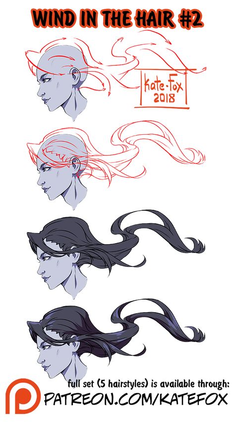 Anime Hair In Wind, Hair In Wind Reference, Wind Reference, Hair In Wind, Hair References Drawing, Ponytail Drawing, Wind Drawing, Hairstyles For Characters, Long Hair Drawing