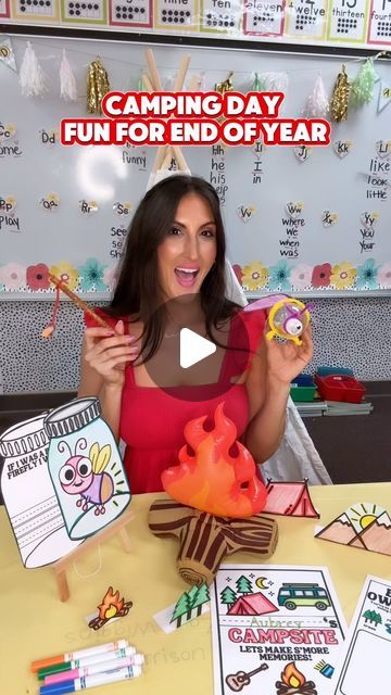 Lacey Bourke Neskes on Instagram: "Camping day is definitely my favorite end of the school year themed days! 🏕️🩷  Kindergarten teacher activities resources ideas inspo elementary school classroom #teacher #teachersofinstagram #teachersofig #iteachk #iteachtoo #iteach #classroomsetup #classroomideas #classroompinspirations #teacherinspiration #teacherideas #watchmeteach" Camping Day At School, End Of The School Year Activities, Camping Day In The Classroom, Camping Week, First Grade Crafts, Teacher Activities, Elementary School Classroom, Classroom Teacher, Teacher Inspiration