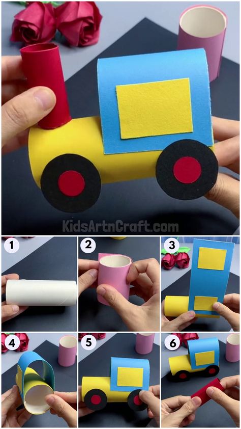 Train Crafts For Preschoolers, Toys Crafts Preschool, How To Make A Cardboard Train, Preschool Train Crafts, Train Craft For Preschool, Art And Craft Transportation, Preschool Train Craft, Land Transportation Crafts For Toddlers, Paper Train Craft