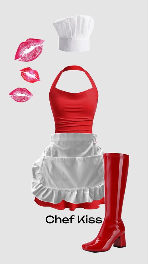 Chef kiss Halloween costume #halloween #halloweenaesthetic #halloweencostume #halloweeninspo #halloweencostumeinspo Cute Easy Halloween Costumes, Kiss Halloween Costumes, Chef Costume, Kiss Costume, Chef Kiss, Hot Halloween Outfits, Halloween Coustumes, Pretty Halloween Costumes, Couples Halloween Outfits