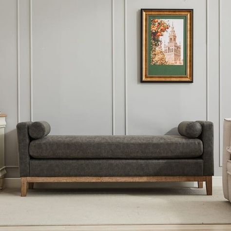 Entryway Footrest Bench Leisure Stool with Two Pillows, Characteristic Indoor Stool Corridor Stool for Mudroom - Bed Bath & Beyond - 41287013 Hallway Benches Entryway, Entryway Dining Benches, Comfy Bench, Fluted Wood, Settee Bench, Bolster Pillows, Wood Details, Entry Bench, End Of Bed Bench