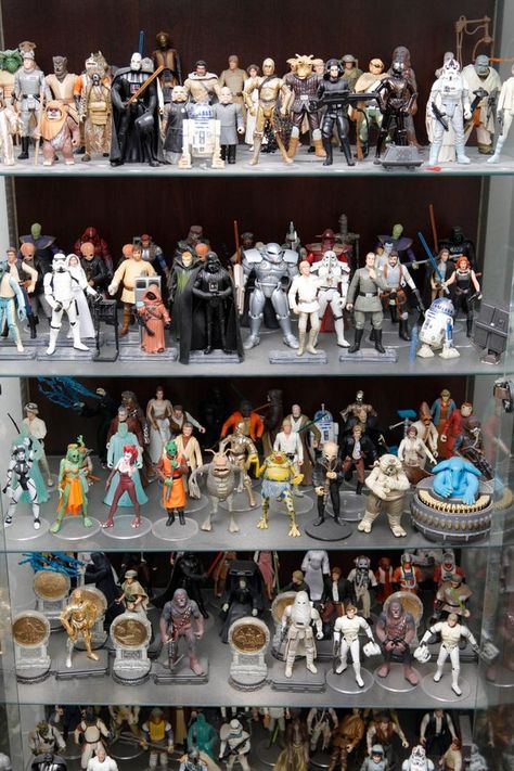 Guest house: Star Wars superfan Dave Oldbury has joined online accommodation marketplace Homestay.com offering fellow fans the chance to stay at his home shrine Home Shrine, Vintage Star Wars Figures, House Star, Storm Troopers, Star Wars Room, Star Wars Black Series, Figure Photography, Star Wars Figures, Star Wars Action Figures