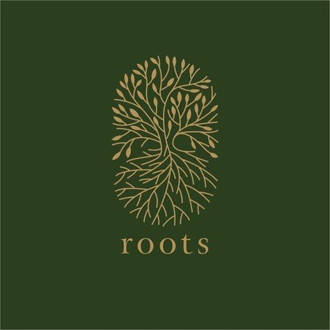 Premium Vector | Roots tree illustration logo with premium vector luxury style Logo With Tree Design, Tree And Roots Illustration, Rooted Logo Design, Tree Root Illustration, Tree With Roots Illustration, Roots Illustration Design, Nature Logos Inspiration, Fern Logo Design, Root Graphic Design