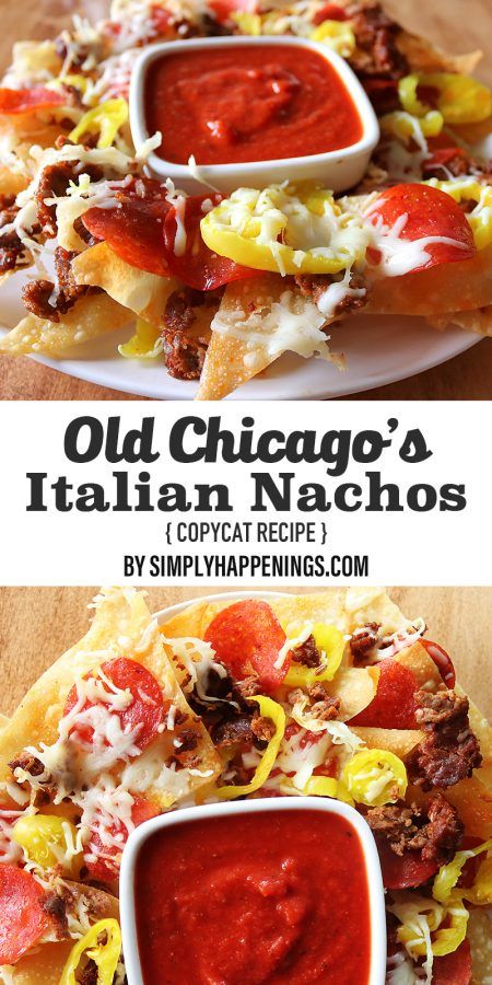 Old Chicago's Italian nachos with pepper rings, Italian sausage, pepperoni, melted mozzarella cheese, and crispy wonton chips served with marinara sauce. Walking Nachos Doritos, Copycat Italian Restaurant Recipes, Italian Nachos Recipe, Italian Nachos, Fried Wonton, Pizza Nachos, Pepper Rings, Wonton Chips, Nachos Recipe Easy