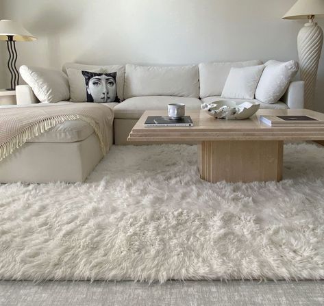 Rug In Living Room On Carpet, Rug On White Carpet, Carpet Cover Up Ideas Temporary, Apartment With Carpet Living Rooms, Small Bedroom Carpet Ideas, Carpet Under Couch, Carpet Home Ideas, Carpet On Top Of Carpet Ideas, All Carpet Apartment Decor