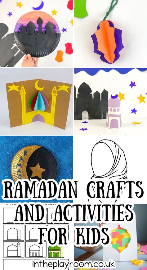 35+ Easy and Fun Ramadan Activities and Crafts for Children - In The Playroom Islamic Arts And Crafts, Ramadan Kids Crafts, Ramadan Decorations For Kids, Eid Crafts For Kids, Islamic Activities For Kids, Ramadan Crafts For Kids, Ramadan Corner, Ramadan Decorations Printables, Ramadan Craft