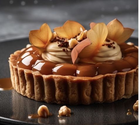 Chocolate And Apple Desserts, Fall Plated Dessert Ideas, Desserts For Guests, Acotar Dessert, Apple Caramel Tart, Italian Chocolate Desserts, Autumn Tarts, Tart Decorating Ideas, Fancy Tarts