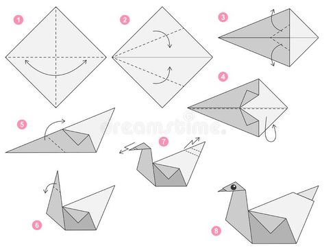 Origami Art Step By Step, Swan Flying, Swan Origami, Origami For Kids, Pink Plants, Flying In The Sky, Trumpeter Swan, Origami Swan, Origami Step By Step