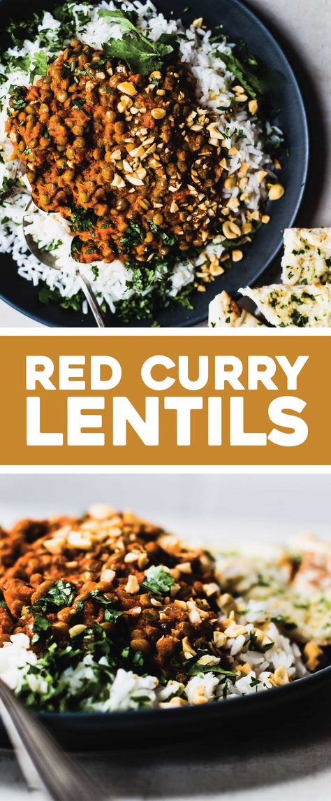 Red curry lentils is my all-time favorite lentil recipe. Thick, creamy, saucy, and perfect as leftovers. Plus it's healthy and easy! #lentils #curry #vegan #vegetarian #plantbased #protein | pinchofyum.com Easy Lentils, Lentil Bowls, Red Curry Lentils, Curry Lentils, Plantbased Dinner, Lentil Recipe, Pinch Of Yum, Vegetarian Mains, Lentil Curry