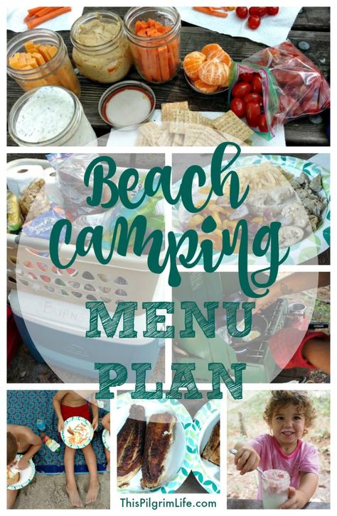 Camping with kids can be intimidating. What you will eat doesn't have to be. Check out what we prepped, packed, and ate on our weeklong camping trip at the beach. Camping Hacks With Kids, Kangoo Camper, Camping Menu, Camping Snacks, Camping Safety, Camping 101, Camping Places, Beach Meals, Festival Camping