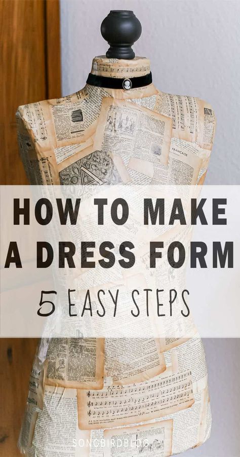 Make your own dress form with this simple tutorial. Lots of tips for making a duct tape mannequin yourself. It is way easier than you think! How To Use A Mannequin For Sewing, Making A Dress Form Diy, Dress Form Diy How To Make, Diy Dressmakers Dummy, Diy Dress Stand, Duct Tape Mannequin Diy, Diy Sewing Dummy, Diy Body Form Mannequin, Dress Making Mannequin