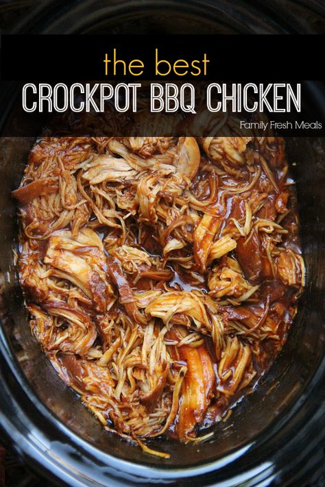 30 Easy Crockpot Recipes - The Best Crockpot BBQ Chicken -- FamilyFreshMeals.com -- Delicious Crockpot Chicken, Crockpot Recipes For 6 People, Bq Chicken Crockpot, Chicken Barbecue Recipes Crock Pot, Barbq Chicken Crockpot, Chicken Strip Recipes Crockpot, Crockpot Chicken Potluck Recipes, Easy Summer Slow Cooker Recipes, Bar B Que Chicken Crockpot Slow Cooker