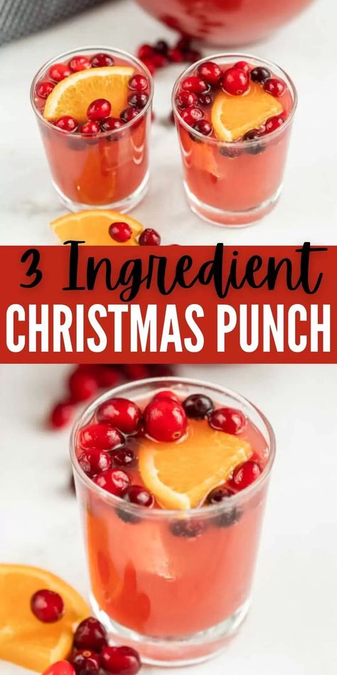 This is the best non alcoholic Christmas punch recipe that the kids AND adults will love. This punch recipe is easy to make with only 3 ingredients. It's perfect for Christmas or any other holiday or special occasion. #eatingonadime #punchrecipes #christmasrecipes #drinkrecipes Christmas Punch Non Alcoholic Recipes, Easy Christmas Punch Recipes Non Alcoholic, Best Christmas Punch Non Alcoholic, Christmas Punch Ideas Non Alcoholic, Christmas Appetizers Easy For Kids, Xmas Punch Non Alcoholic, Christmas Breakfast Drinks Alcohol, Christmas Morning Drinks Non Alcoholic, Punch Recipes Non Alcoholic Christmas