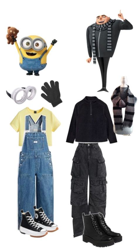 Costume Halloween Duo, Diy Minion Costume, Dynamic Duo Costumes, Minion Outfit, Fun Halloween Outfits, Gay Costume, Minion Halloween, Halloween Duos, Cute Group Halloween Costumes