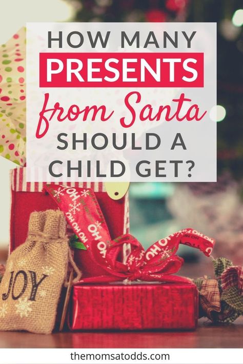 How many presents should Santa bring? Many moms have strong opinions on Christmas gifts from Santa versus parents. Here we debate the idea that one small present should be from Santa. How many gifts are from Santa at your house? #Christmas #Santa #Christmaspresents Christmas Presents From Santa, Santa Gift Setup Ideas, Wrapping From Santa, Gifts From Santa Ideas, How To Wrap Gifts From Santa, Santa Presents Ideas, Christmas Morning Santa Setup, Presents From Santa Wrapping, Santa Surprises For Kids