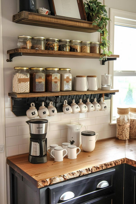 35 Cozy Tea Station Ideas to Warm Your Heart Drink Corner Home, Tea Bar Station, Tea Station Ideas, Tea Corner Ideas, Tea Nook, Coffee Tea Station, Tea Coffee Station, Hygge Kitchen, Coffee Setup