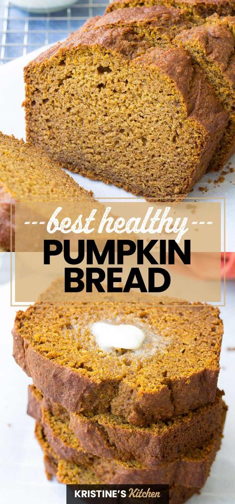 Pumpkin Bread Breakfast, Healthy Easy Pumpkin Bread, Breakfast Breads Easy Healthy, Healthy Pumpkin Baking Recipes, Clean Pumpkin Bread Recipe, Organic Pumpkin Bread Recipe, Pumpkin Baking Healthy, Pumpkin Bread Healthy Applesauce, Pumpkin Bread No Butter