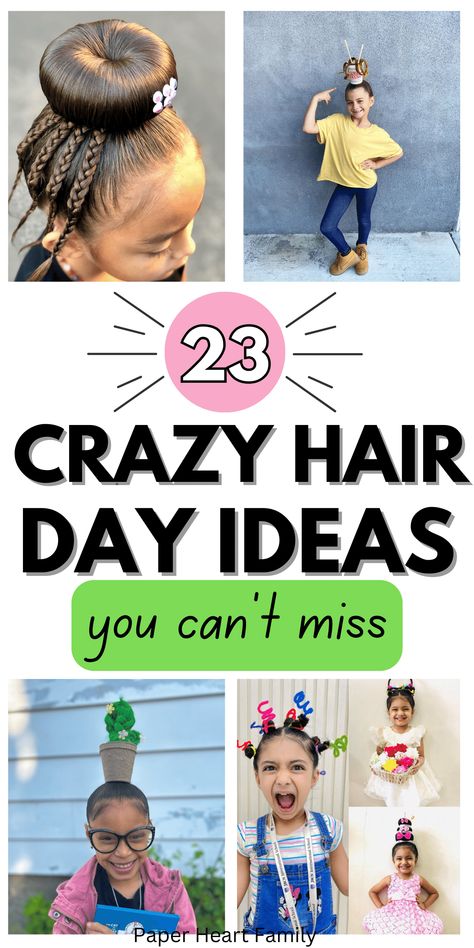 Crazy Hair Day For Teachers, Easy Crazy Hairstyles, Whacky Hair Day, Crazy Hair For Kids, Crazy Hair Day Ideas, Toddler Hairstyles, Wacky Hair Days, Crazy Hair Day, Wacky Hair