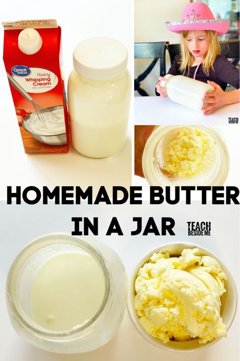 Homemade Butter In A Jar, Butter In A Jar, Kitchen Science Experiments, Diy Butter, Make Butter, Kitchen Science, Kid Recipes, Making Butter, Kids Math