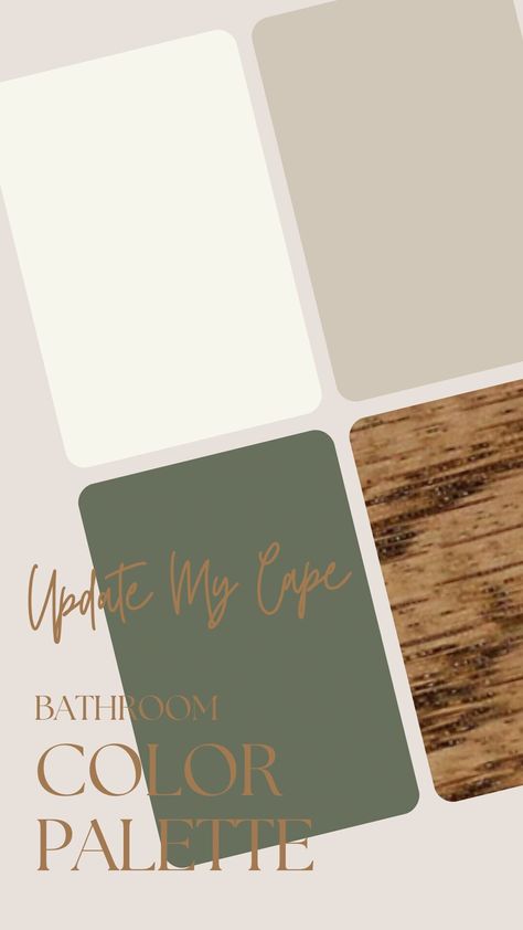 Tan And Cream Bathroom, Green Bathroom Farmhouse, Tan And Green Color Scheme, Boho Bathroom Green Walls, Bathroom Decor Dark Green, Green White Wood Bathroom, White Bathroom Green Accents, Green And Natural Wood Bathroom, Olive Green Half Bath